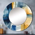 thumbnail image 1 of Designart "Fusion of Blue and Gold V" Fractals Blue Large Round Mirror - Round Mirror Wall Décor - Modern Round Printed Mirror 23" x 23" Inch, 1 of 5