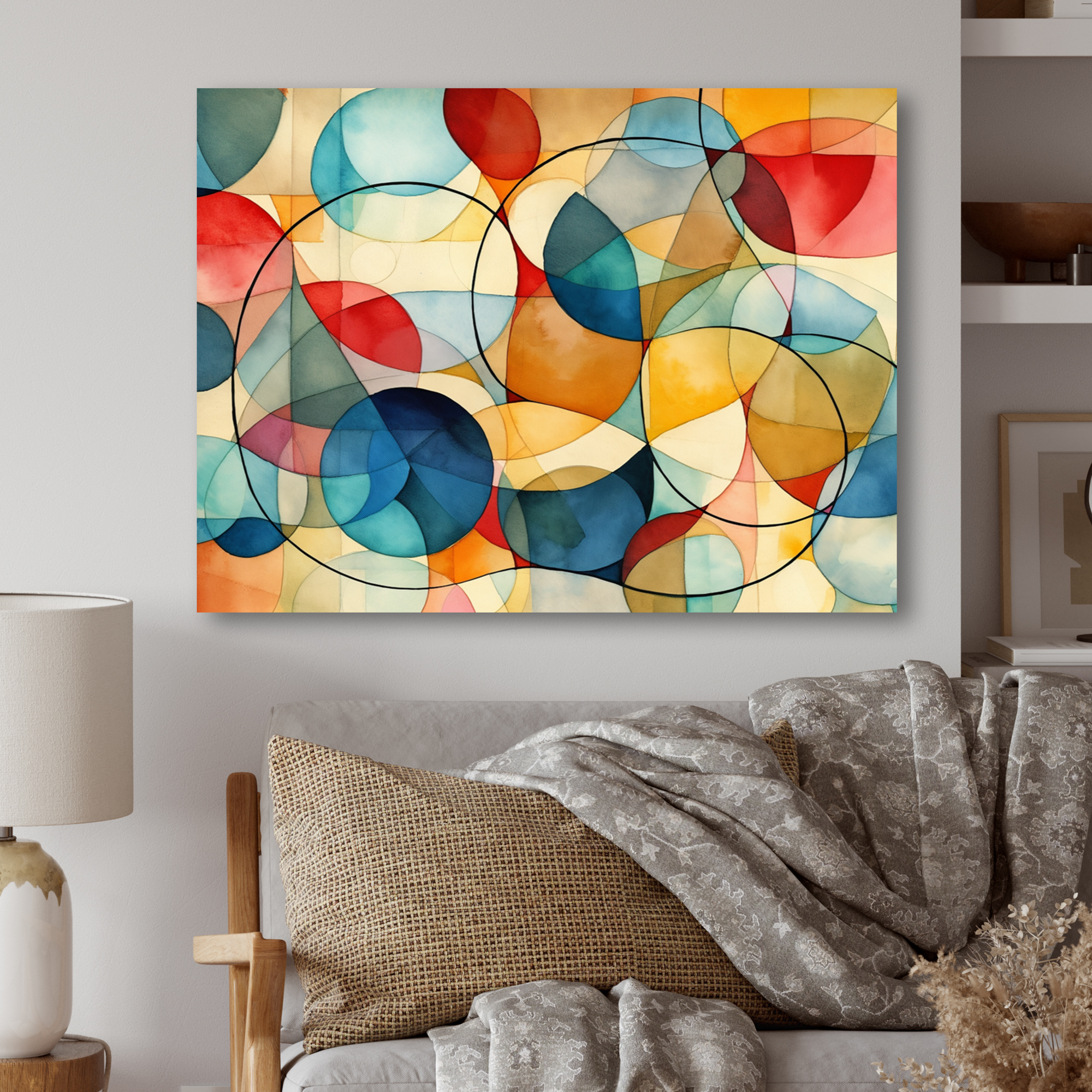 Designart "Fusion of Geometric Shapes in Blue" Modern Geometric Metal