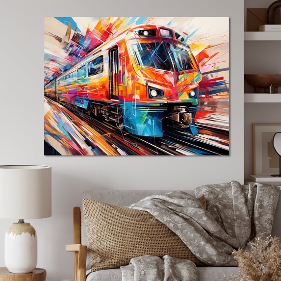 Designart "Fusion of Lines in the Train" Transportation Canvas Print