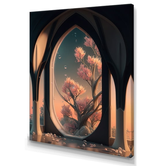 Designart Futristic Architecture With Flowers I Canvas Wall Art