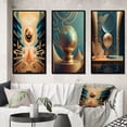 thumbnail image 1 of Designart "Future Geometry Seance Master Consciousness II" Modern Geometric Framed Wall Art Set Of 3 - Blue Abstract Frame Gallery Wall Set For Home Decor, 1 of 7