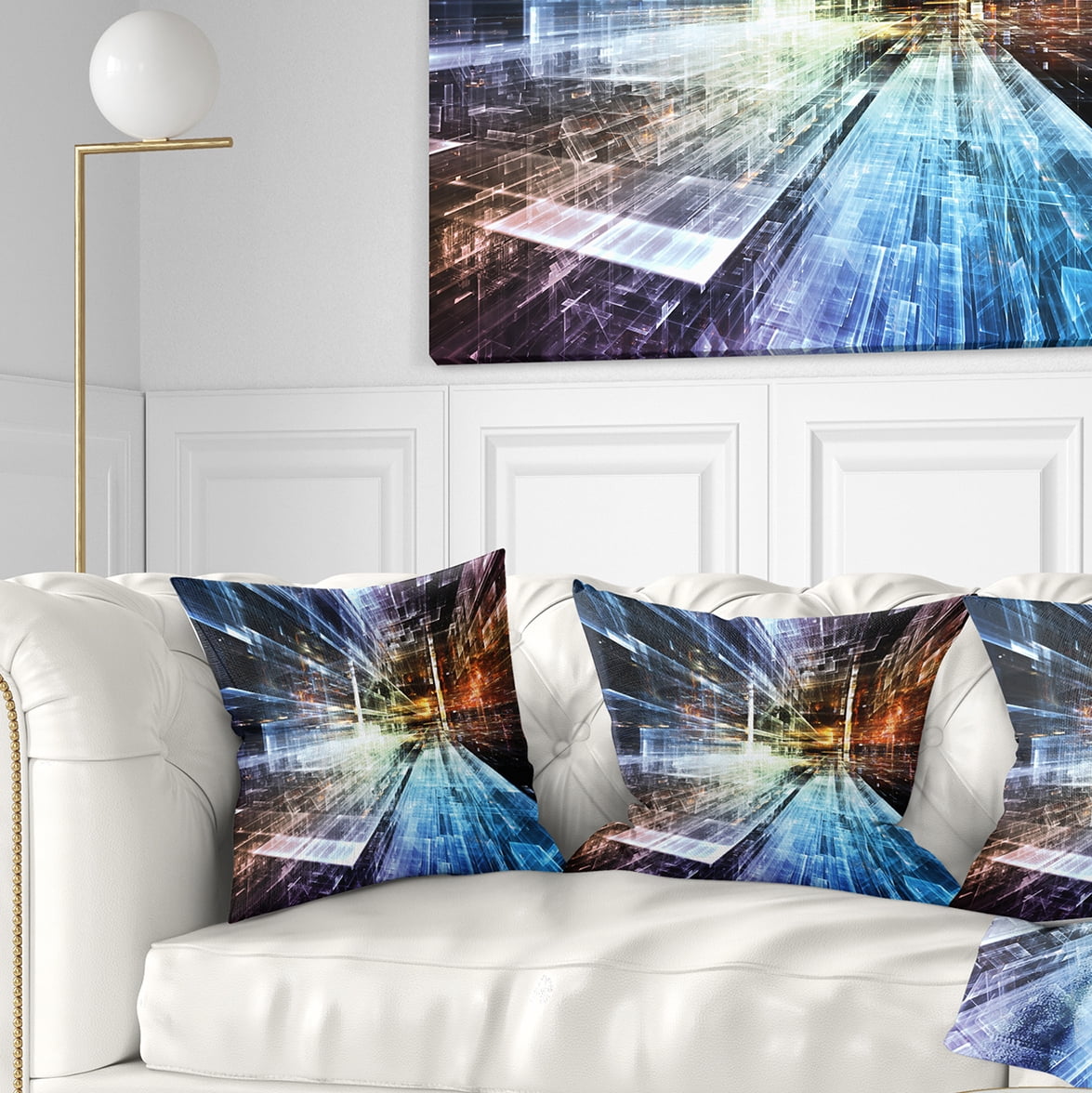 Designart Future Industry - Abstract Throw Pillow - 18x18