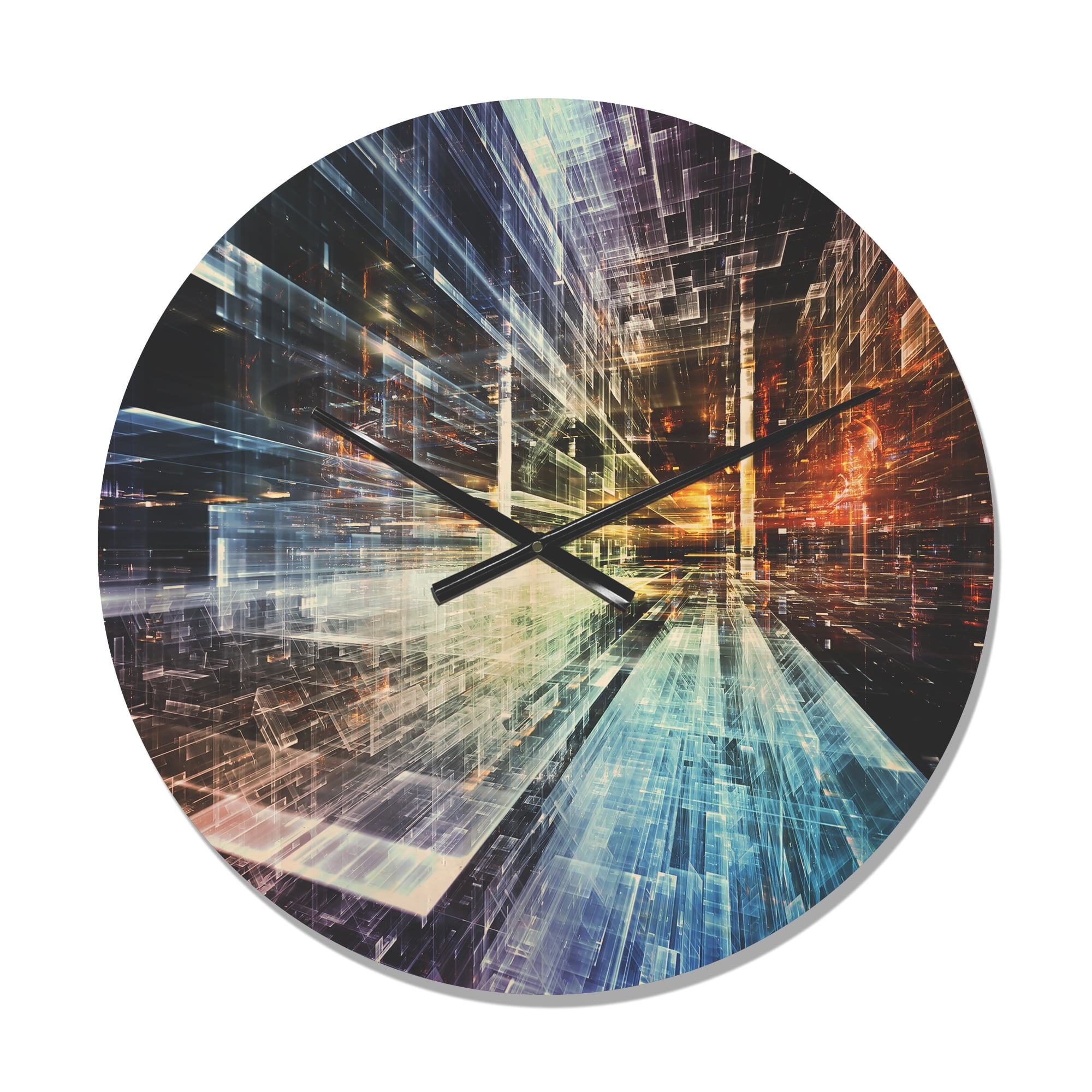 Designart 'Future Industry Lights' Modern Wood Wall Clock