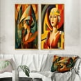 thumbnail image 1 of Designart "Futuristic Art Deco Female Portrait I" Fashion Woman Framed Wall Art Set Of 2 - Glam Yellow Framed Wall Art Set Of 2, 1 of 6