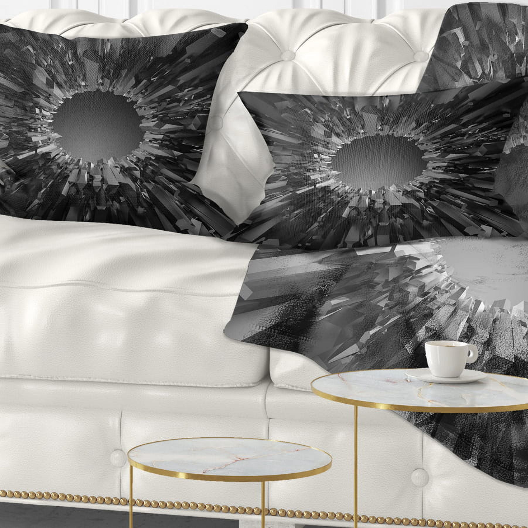 SARO LIFESTYLE Reversible Throw Pillow, 12x20", Black & White Cotton, Poly Fill
