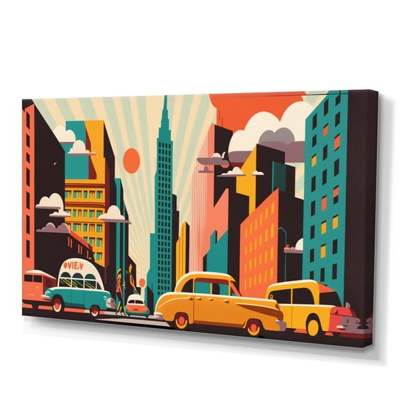 Designart Futuristic Cityscape With Cars I Canvas Wall Art