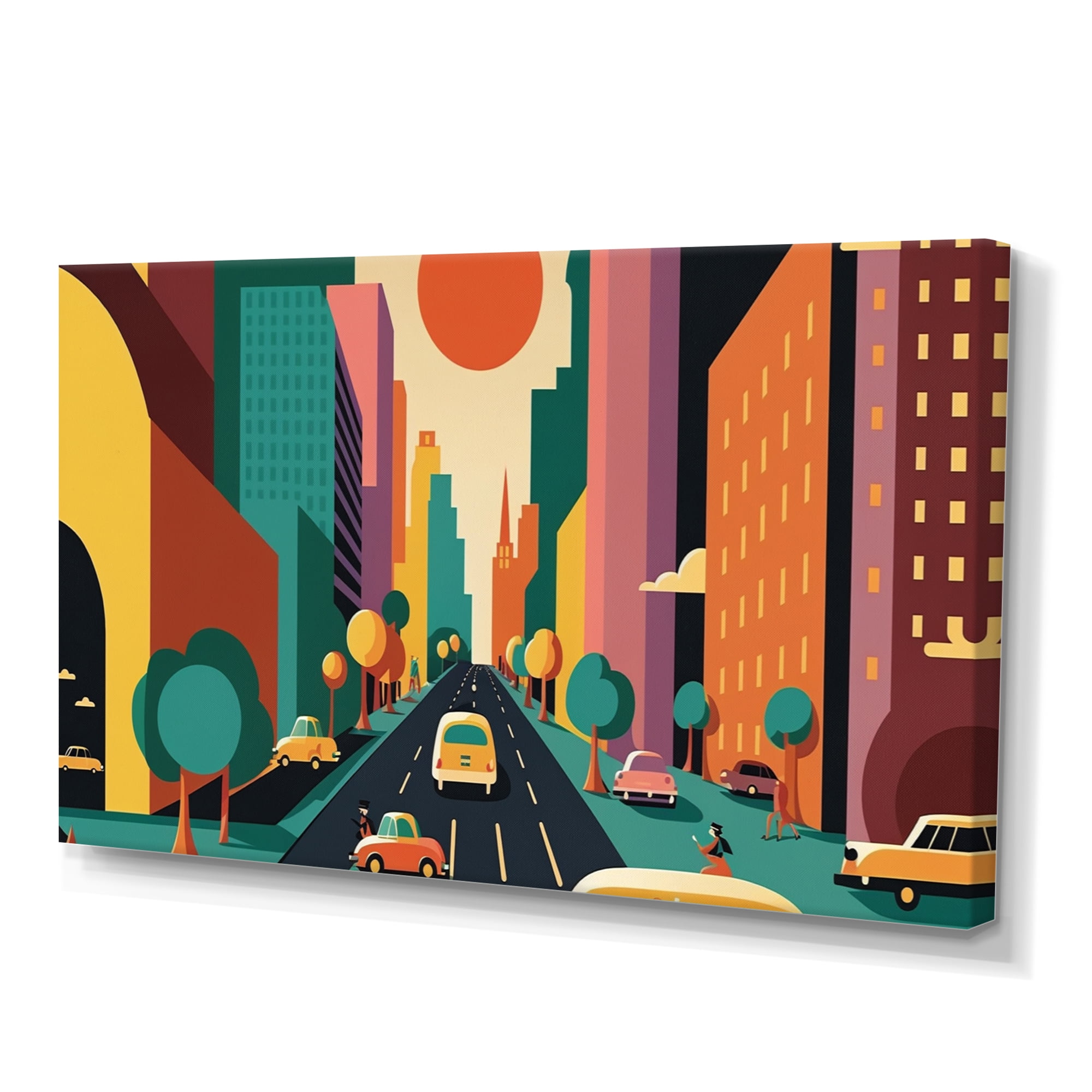 Designart Futuristic Cityscape With Cars II Canvas Wall Art