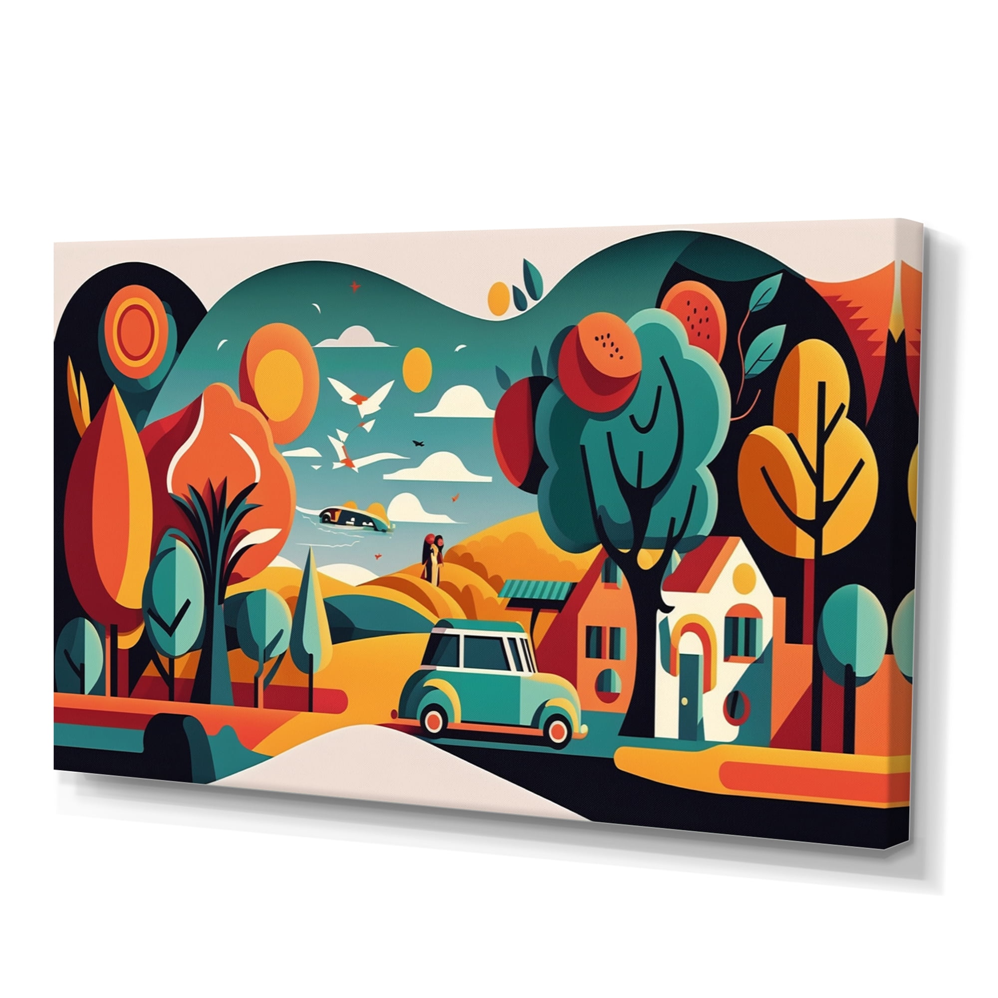 Designart Futuristic Cityscape With Trees IV Canvas Wall Art