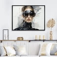 thumbnail image 1 of Designart "Futuristic Fashion in Black and Grey II" Fashion Framed Wall Art - Glam Black Dior Hallway Framed Wall Art Decor, 1 of 6