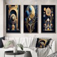 thumbnail image 1 of Designart "Futuristic Geometry of Consciousness I" Modern Geometric Framed Wall Art Set Of 3 - Gold Abstract Geometric Frame Gallery Set For Office Decor, 1 of 6