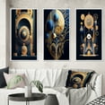 thumbnail image 1 of Designart "Futuristic Geometry of Consciousness I" Modern Geometric Framed Wall Art Set Of 3 - Gold Abstract Geometric Frame Gallery Set For Office Decor, 1 of 6