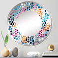 thumbnail image 1 of Designart "Futuristic Geometry in Blue and Purple" Geometric Polka Dot Round Wall Mirror - Oval Printed Decorative Mirror - Multiple Color Options, 1 of 5