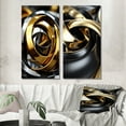 thumbnail image 1 of Designart "Futuristic Gold Silver Swirl Circular" Abstract Spirals Wall Art Set Of 2 - Transitional Gold Gallery Wall Set For Home Decor, 1 of 6