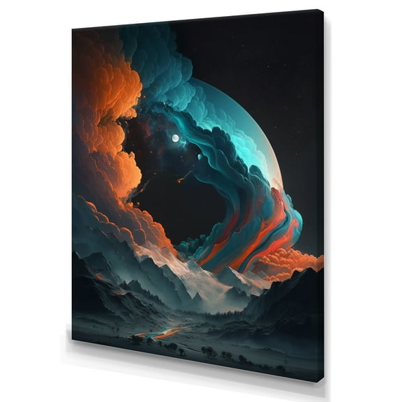 Designart Futuristic Landscape Galaxy I Canvas Wall Art
