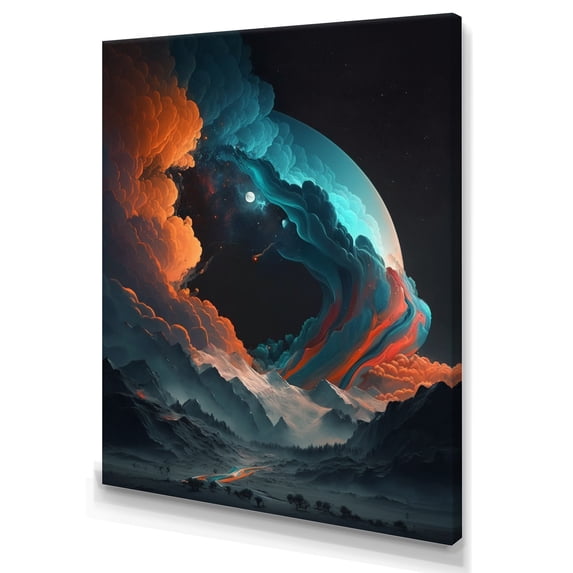 Designart Futuristic Landscape Galaxy I Canvas Wall Art