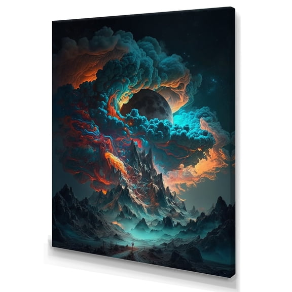 Designart Futuristic Landscape Galaxy II Canvas Wall Art