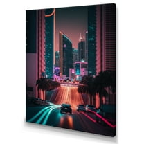 Designart Futuristic Miami Neon Art I Canvas Wall Art
