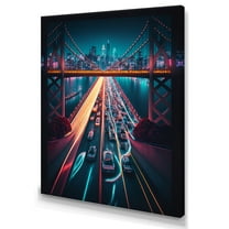 Designart Futuristic San Francisco Neon II Canvas Wall Art