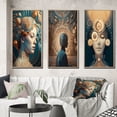 thumbnail image 1 of Designart "Futuristic Sci-Fi Beauty Portrait" Fashion Woman Framed Wall Art Set Of 3 - Gold Glam Frame Canvas Set For Living Room Decor, 1 of 6