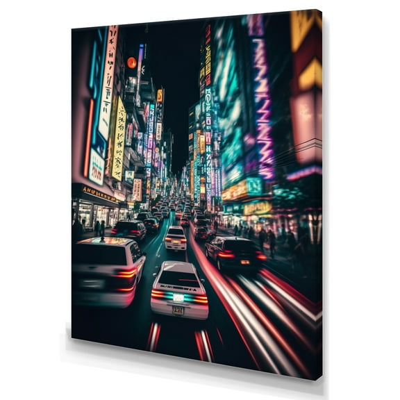 Designart Futuristic Tokyo Neon Canvas Wall Art