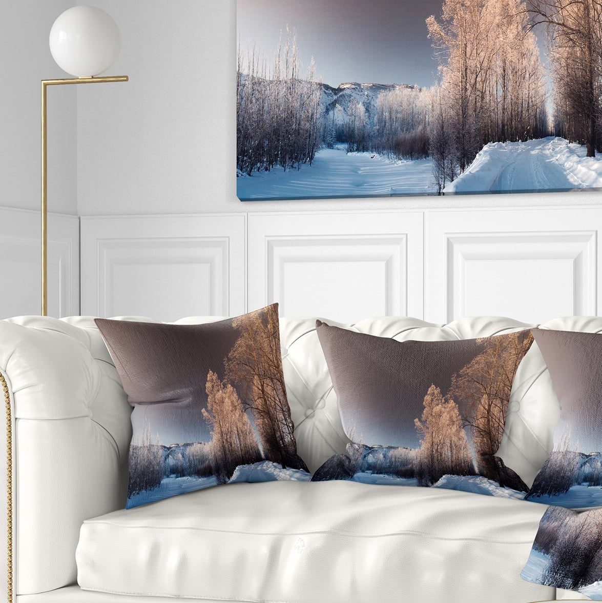 Designart Futuristic Winter Sky - Landscape Photography Throw Pillow - 18x18