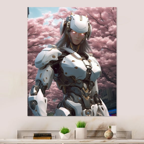 Designart "Galactic Dame" Robot Metal Art Living Room