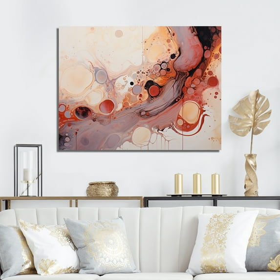 Designart "Galaxies in Pink Abstract Liquid Ink I" Extra Large Abstract Wall Art - Modern Pink Abstract Liquid Ink Living Room Canvas Art