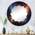 thumbnail image 1 of Designart "Galaxy Dreams in Orange and Blue II" Galaxies Round Wall Mirror - Modern Oval Printed Decorative Oversized Mirror - Multiple Color Options, 1 of 4