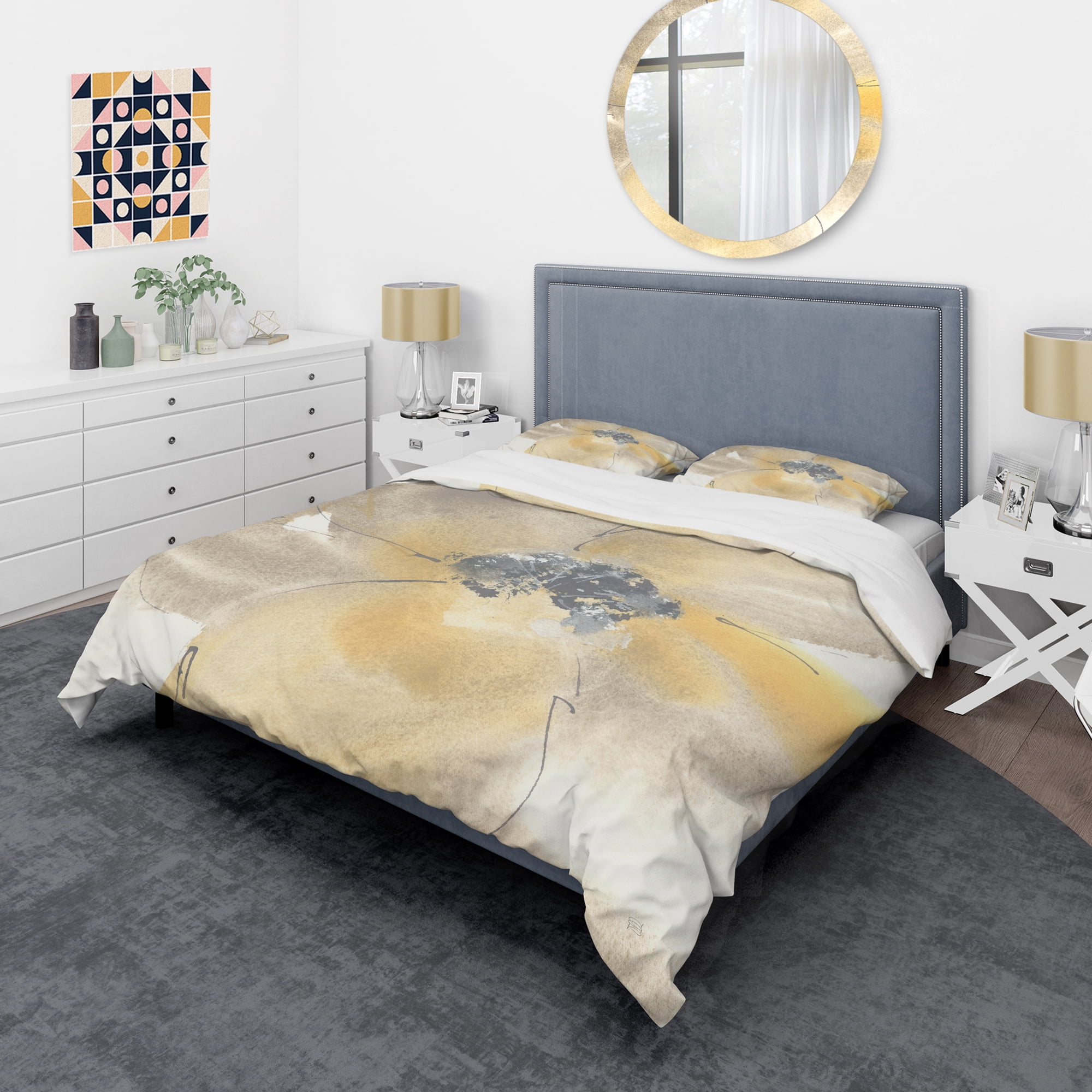 Designart 'Galm Flower Tones II' Glam Duvet Cover Set