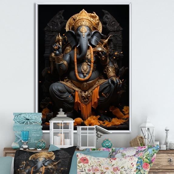Designart "Ganesha s Divine Presence in Hinduism II" Hinduisim Floater Framed Canvas Print