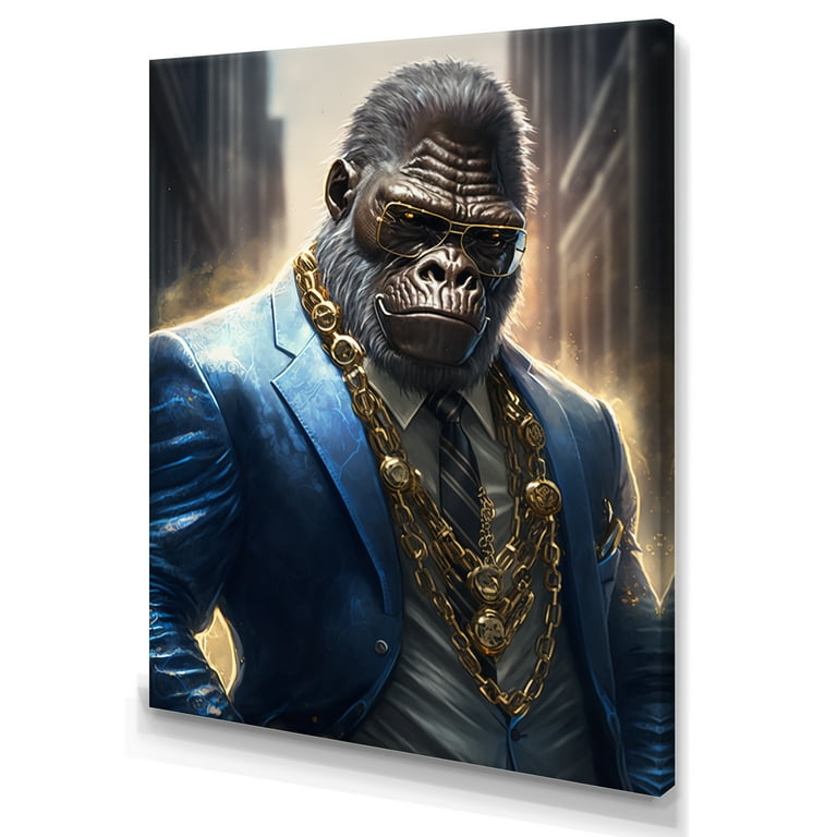 Designart Gangster Gorilla II Canvas Wall Art - Premium Quality
