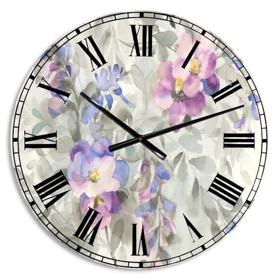 Designart 'Garden Dreams Flower' Farmhouse wall clock