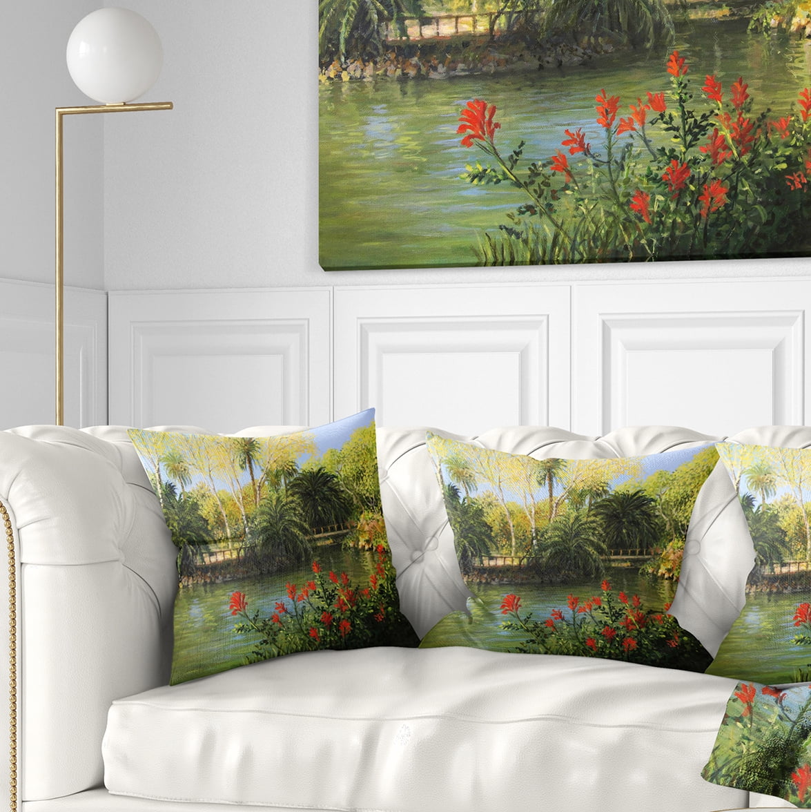 Designart Garden of Eden - Landscape Printed Throw Pillow - 16x16