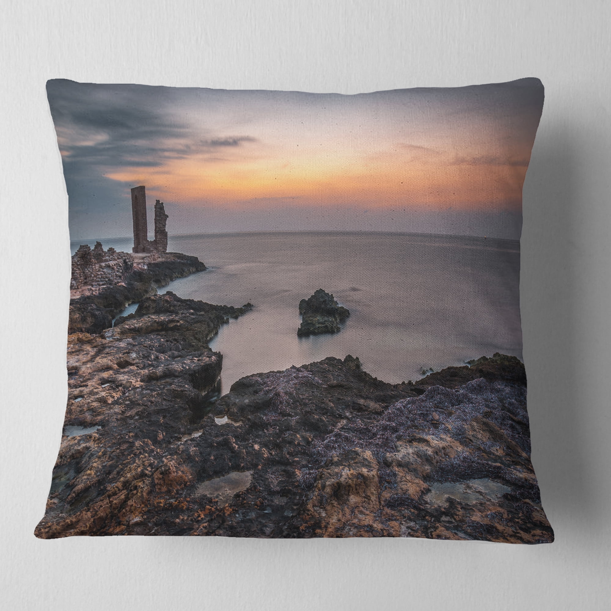 Designart Gate to Africa Seashore in Mahdia - Oversized Beach Throw Pillow - 16x16