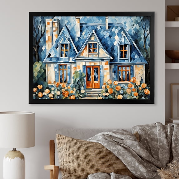 Designart "Gateway to Cottage Garden I" Landscapes Framed Wall Art Decor - Coastal Orange Landscape Cottage Entryway Framed Wall Art
