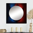thumbnail image 1 of Designart "Gateways Moiré Lattice In Red And Blue II" Modern Geometric Blue Large Square Mirror - Square Bedroom Mirror Printed Wall Decor - Modern Square Printed Wall Mirror Art, 1 of 5