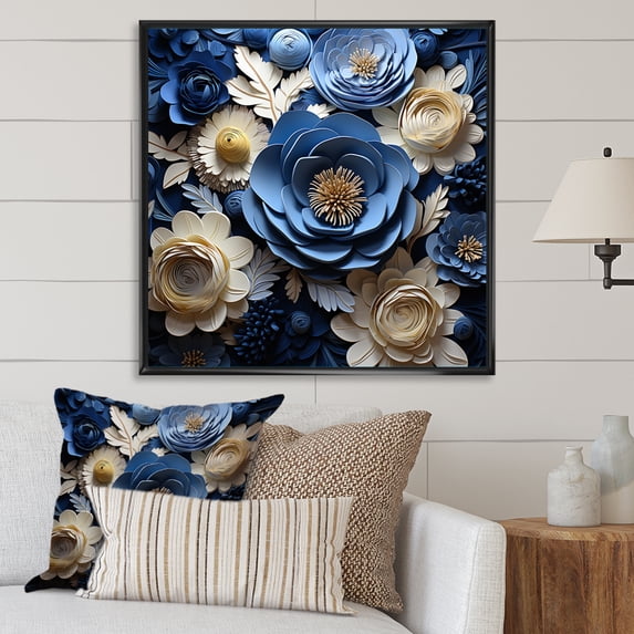 Designart "Gathered Petal Elegance IV" Ranunculus Floater Framed Canvas Prints