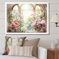 thumbnail image 1 of Designart "Gazing through Country Window at Pink Blossoms V" Floral Framed Wall Art Decor - Traditional Pink Window Living Room Framed Canvas Art, 1 of 6