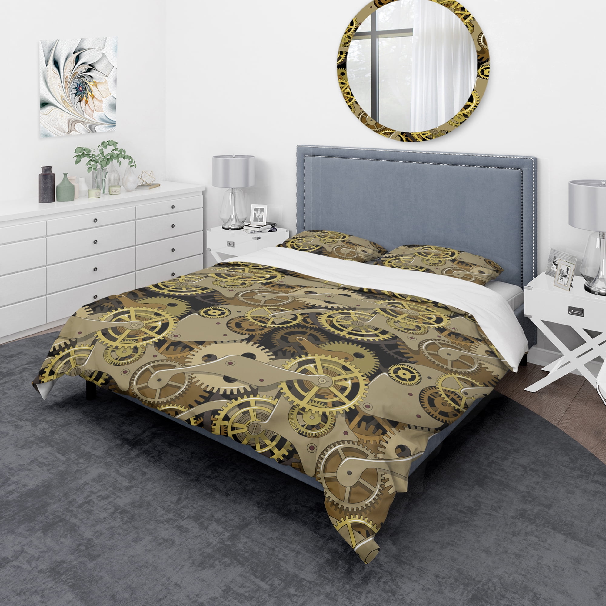 Designart 'Gear Mecanics' Modern & Contemporary Duvet Cover Set