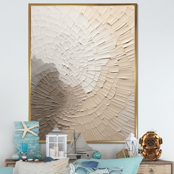 Designart "Gentle Beige Aesthetics" Ray Floater Framed Wall Art Living Room