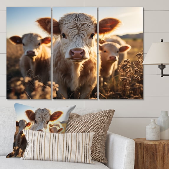 Designart "Gentle Cattle Family II" Animals Metal Wall Art Set