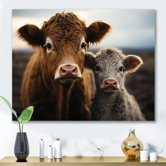 Designart "Gentle Cattle Family IV" Animals Canvas Art Print