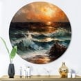 thumbnail image 1 of Designart "Gentle Coastal Sunset Whispers I" Modern Landscape Beach Metal Round Art Print, 1 of 5