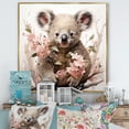 thumbnail image 1 of Designart "Gentle Floral Gaze of the Koala I" Animals Framed Wall Art - Traditional Pink Koala Hallway Framed Wall Art Decor, 1 of 6