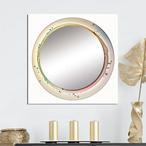 Designart "Gentle Hued Sound Wave Mandala III" Modern Geometric Square Mirror Wall Decor Modern - Large Multicolor Square Bathroom Mirror - Square Printed Wall Mirror Art