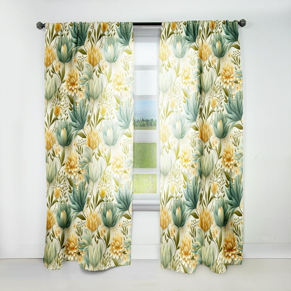 Designart "Gentle Oasis II" Botanical Traditional Curtain, Floral Panel
