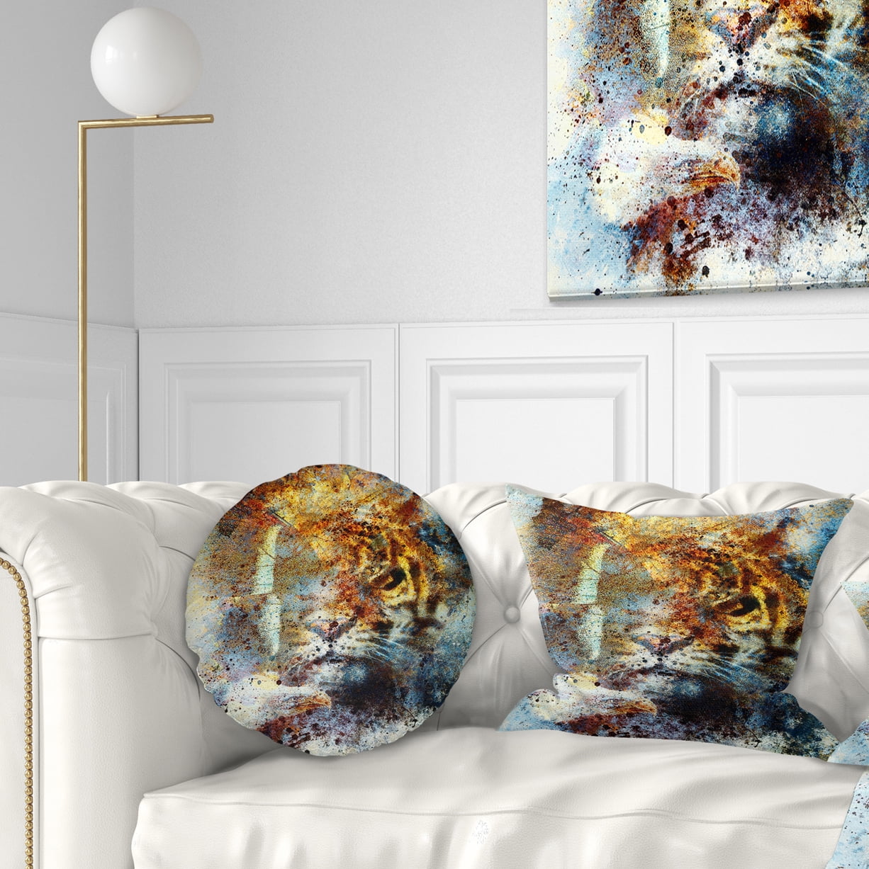 Designart Gentle Tiger Portrait - Animal Throw Pillow - 12x20