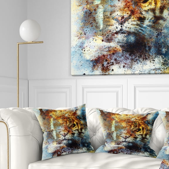 Designart Gentle Tiger Portrait - Animal Throw Pillow - 18x18