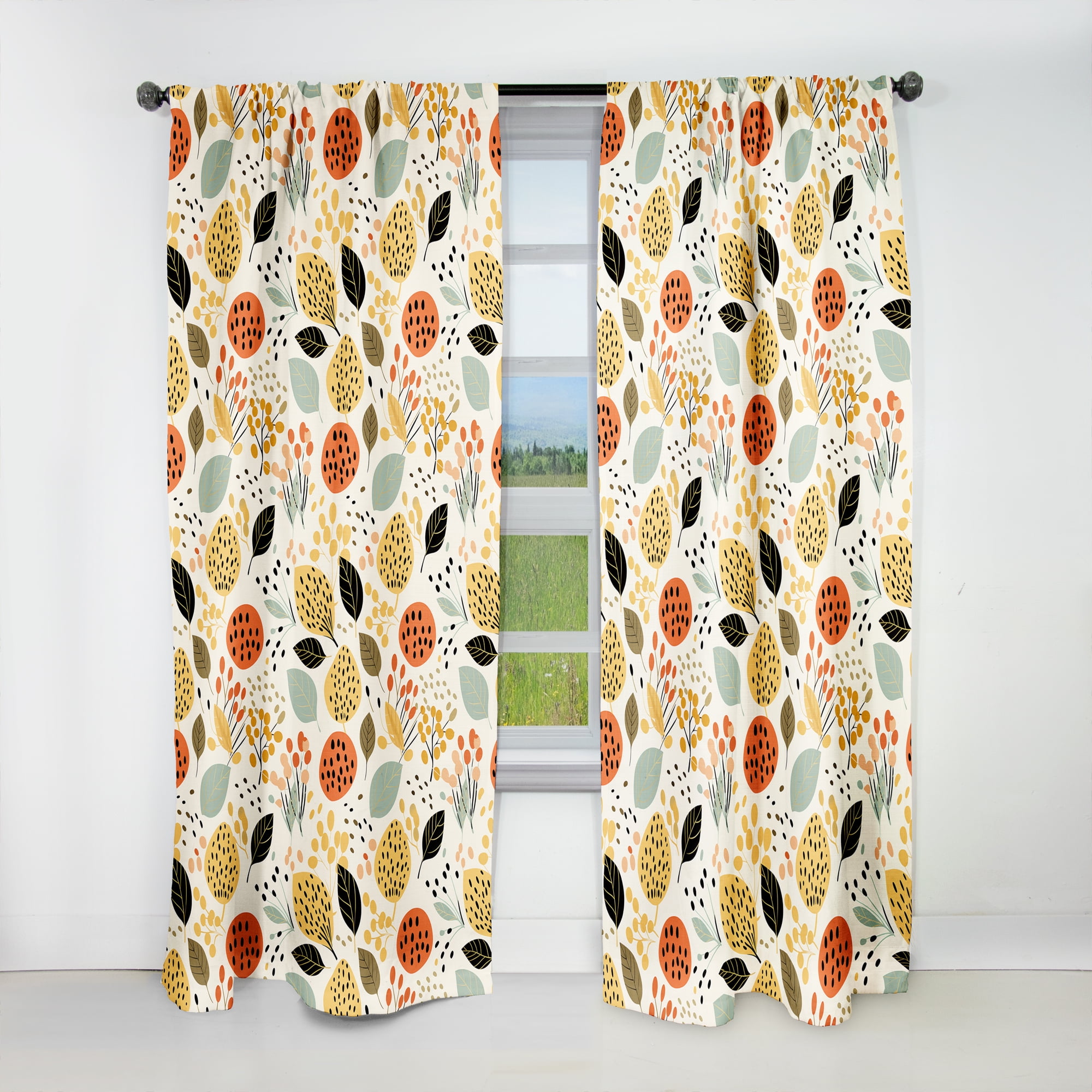 Gentle Tropical Foliage Blackout Faux Linen Curtain Panel