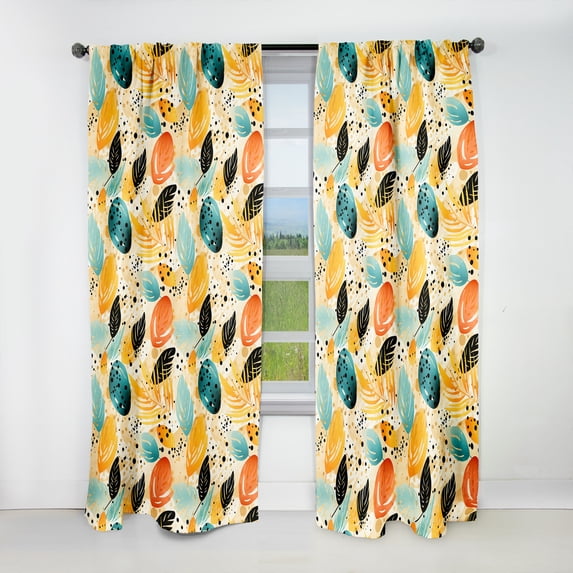 Designart "Gentle Tropical Foliage" Tropical Blackout Curtain Panels